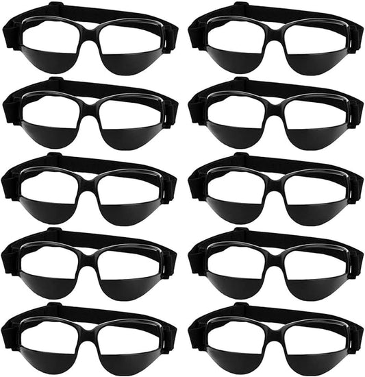 10 Pcs Basketball Goggles Dribble Dribbling Specs Professional Basketball Training Aid,Adjustable Elastic Strap Safety Eyewear Goggles for Kids Adult Youngster Adolescent Golf Rugby Soccer-StrideForce Fitness