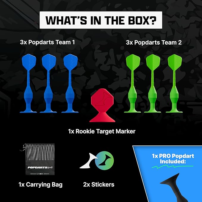 Popdarts Game Rookie Pack – Beginner-Friendly Suction Cup Dart Game for Kids, Families, and New Players | Indoor & Outdoor Target Toss Game | Fast Setup, Durable, Simple Rules, and Fun for All Ages!-StrideForce Fitness