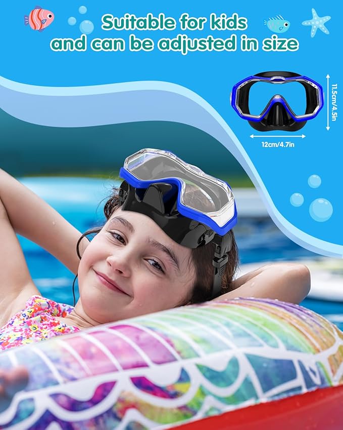 W WSTOO Kids Swim Goggles with Nose Cover,Snorkel Diving Swimming Mask for Youth 5-15,HD 3-Window Wide Vision Anti-Shattered Lens Anti-Fog&Leak-StrideForce Fitness