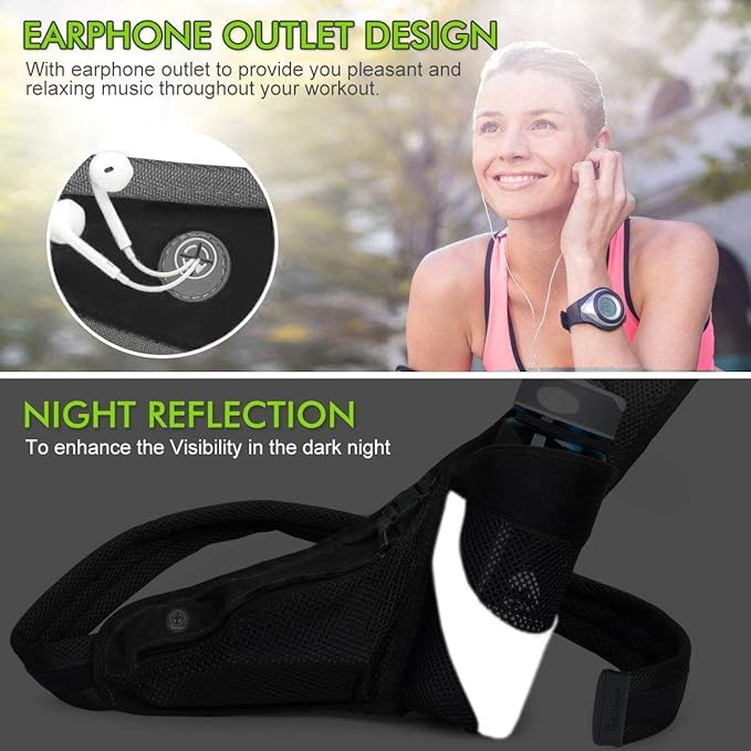 PYFK Running Belt Hydration Waist Pack with Water Bottle Holder for Men Women Waist Pouch Fanny Bag Reflective-StrideForce Fitness
