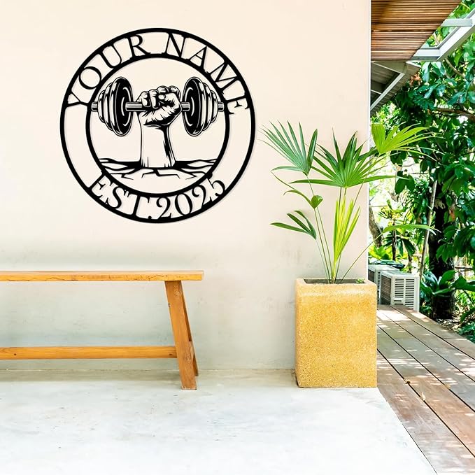 Personalized Metal Gym Sign, Custom Fitness Metal Wall Decor, Body Builder Lovers Gift, Gym Custom Unique Metal Wall Art, fitness room decor, home gym decor, gym wall art (Style-5)-StrideForce Fitness