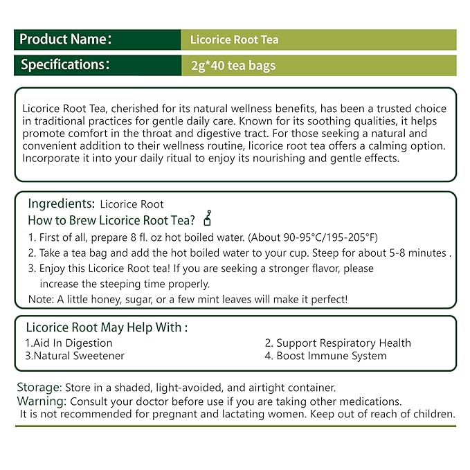 Samcci - Licorice Root Tea, Premium 40 Licorice Root Tea Bags -Natural Sweet - Non-GMO - Naturally Caffeine-free - Soothes Digestion & Promote Respiratory Health-StrideForce Fitness