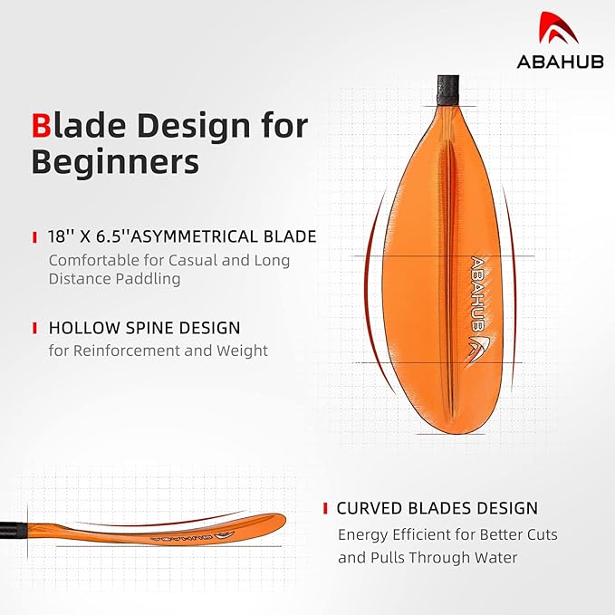 Abahub 1 x Carbon Kayak Paddles, 90.5 Inches Kayaking Oars for Boating, Canoeing with Free Paddle Leash, Carbon Fiber Shaft Black/Blue/Green/Orange/Yellow/White/Red Plastic Blades-StrideForce Fitness