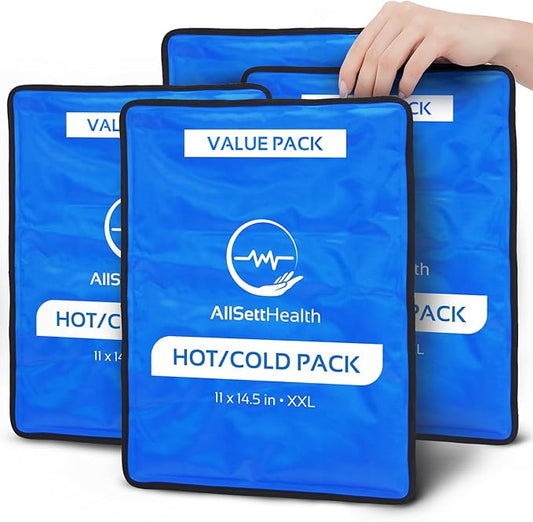 4 Pack XXL Reusable Hot and Cold Gel Ice Packs for Injuries | Cold Compress, Ice Pack, Gel Ice Packs, Cold Pack, ice Pack, Cold Packs for Injuries | 11x14.5 in-StrideForce Fitness
