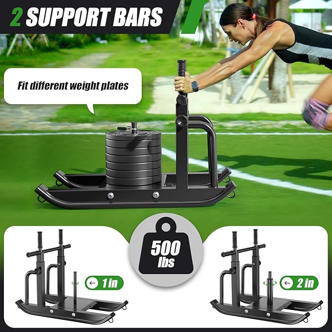 Weight Sled Adjustable Height - Weight Training Pull Sled Gym Equipment for Fitness Strength & Speed Training-StrideForce Fitness