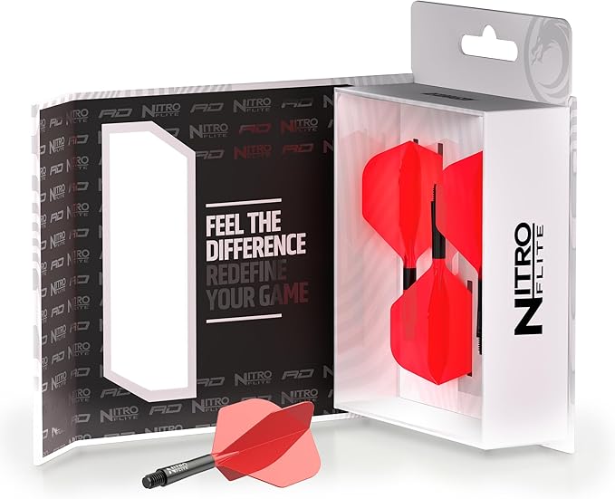 RED DRAGON Darts – Nitro Flite Integrated Flight & Shaft System – No.2 Shape and Design - Available in Short, Intermediate & Medium - Available in Variety of Colours - Professional Darts Accessories-StrideForce Fitness