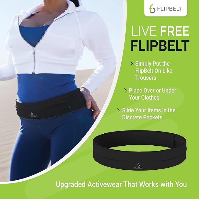 FlipBelt Classic Running Belt, Running Fanny Pack for Women and Men, USA Company-StrideForce Fitness