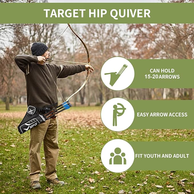 SPG Arrow Quiver Archery Hip Quiver, Durable Adjustable Waist Belt Three Arrows Tube for Arrow Storage Compound Bow Recurve Bow Accessories-StrideForce Fitness