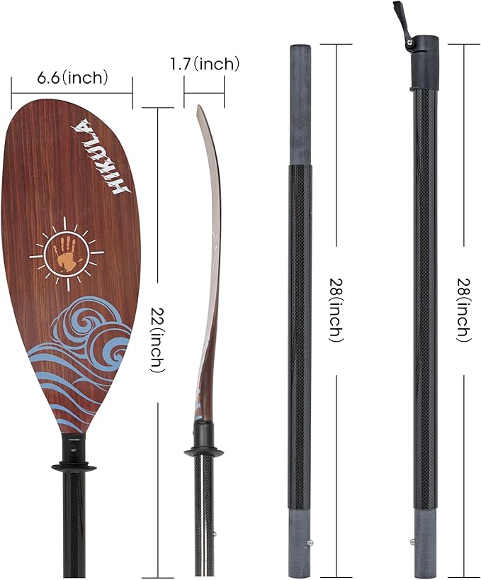 Adjustable Kayak Paddle with Carbon Shaft and PP Blade Available in 220-230/220-240/230-250cm Floating Lightweight Kayak Oars with Original Pattern-StrideForce Fitness