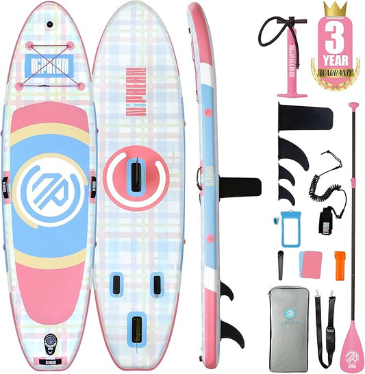 Niphean（Ultra-Light）Inflatable Paddle Board with (Beginner Friendly) StabilTrac Fin and Durable SUP Accessories, 10' Stand Up Paddle Boards for Adults & Youth, Versatile Yoga Paddle Board, Gift Ideas-StrideForce Fitness