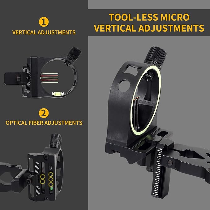 Archery 5 Pin Bow Sight .029 Fiber Optics Sight with Rheostat Light & Reversible Mount Design for Compound Bow (Right Hand)-StrideForce Fitness