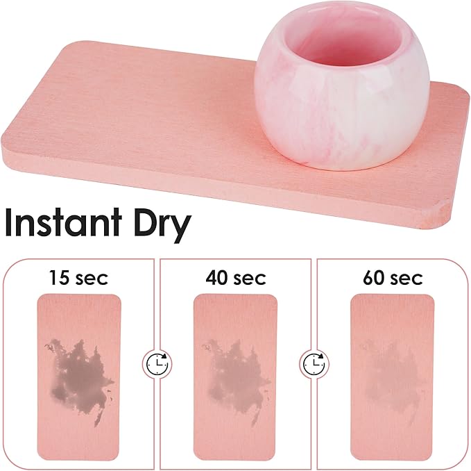Ceramic Toothbrush Holder & Toothbrush Cup with Diatomite Tray for Bathroom, Bathroom Tumbler Cups Reusable Toothbrush Mouthwash Cup, Shower Counter Storage Organizer (Pink)