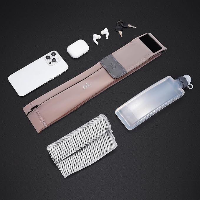 Running Belt for Women and Men, Water Proof Running Belts Fanny Pack with Water Bottle,Slim Hydration Running Bag Belts with Phone Bottle Holder Adjustable Fit for Runner (Pink, Medium)-StrideForce Fitness