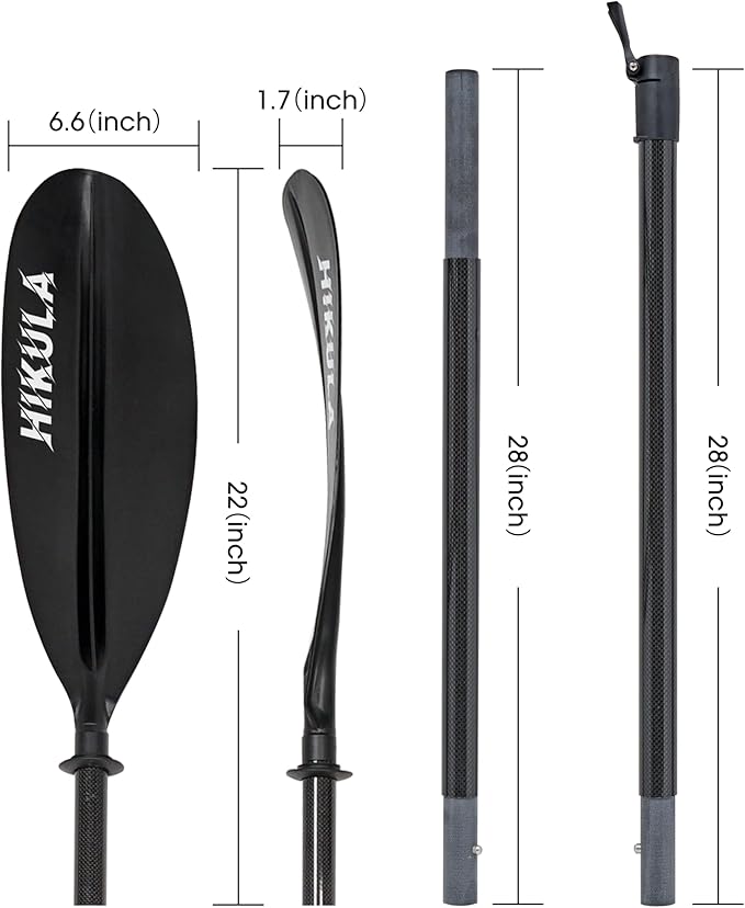 Adjustable Kayak Paddle with Carbon Shaft and PP Blade Available in 220-230/220-240/230-250cm Floating Lightweight Kayak Oars with Original Pattern-StrideForce Fitness