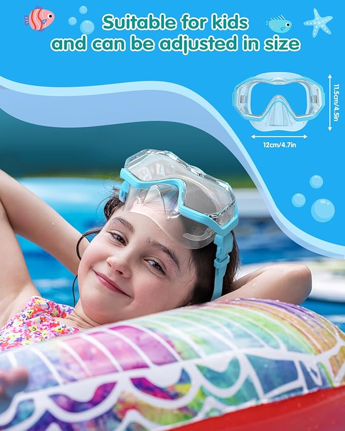 W WSTOO Kids Swim Goggles with Nose Cover,Snorkel Diving Swimming Mask for Youth 5-15,HD 3-Window Wide Vision Anti-Shattered Lens Anti-Fog&Leak-StrideForce Fitness