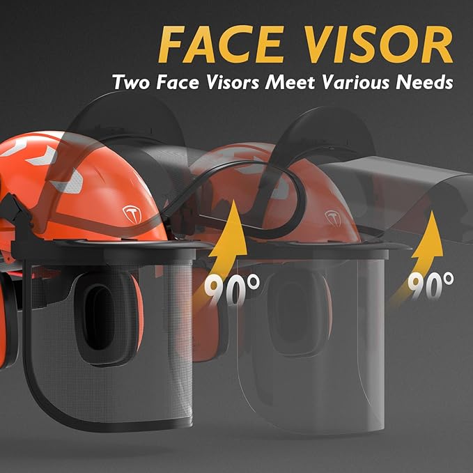 TOOLIOM Chainsaw Helmet with Face Shield and Ear Muffs, Forestry Safety Helmet, ANSI Z89.1 Certified Arborist Helmet, Chainsaw Safety Equipment-StrideForce Fitness