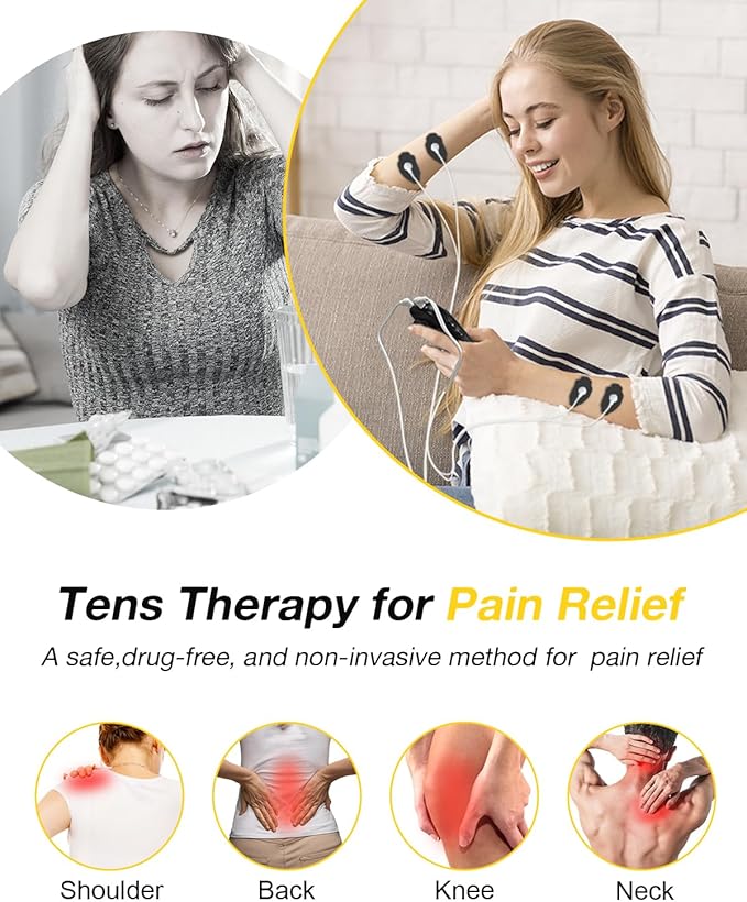 TENS Unit Muscle Stimulator for Pain Relief Therapy – 24 Modes TENS Machine & EMS Massager, Period Simulator Machine for Men & Women, Portable Muscle Stimulator for Back, Shoulder, and Neck Pain-StrideForce Fitness