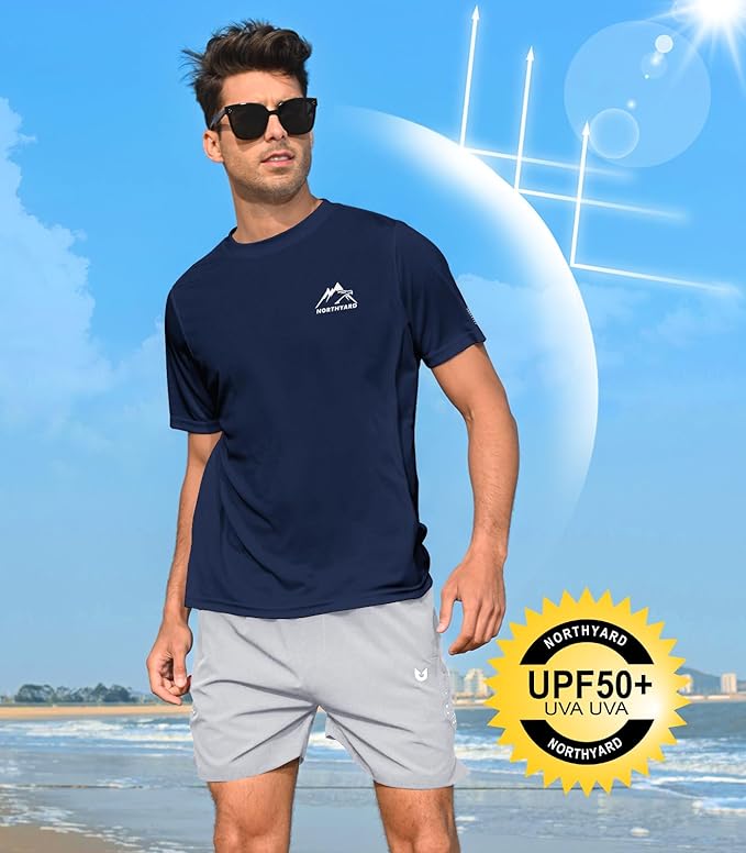 NORTHYARD Men's UPF 50+ Sun Protection Shirts Swim SPF UV Quick Dry Short Sleeve T-Shirts for Athletic Fishing Rash Guard-StrideForce Fitness