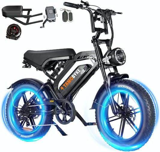 V20 4.0 Electric Bike for Adults,28/30Mph Max Speed,48V15.6Ah Battery,25-68 Miles Max Range, Dual Hydraulic Brakes Ebike,Turning Light, Electric Bike for Commute/Offroad/Rain/Snow Riding.-StrideForce Fitness