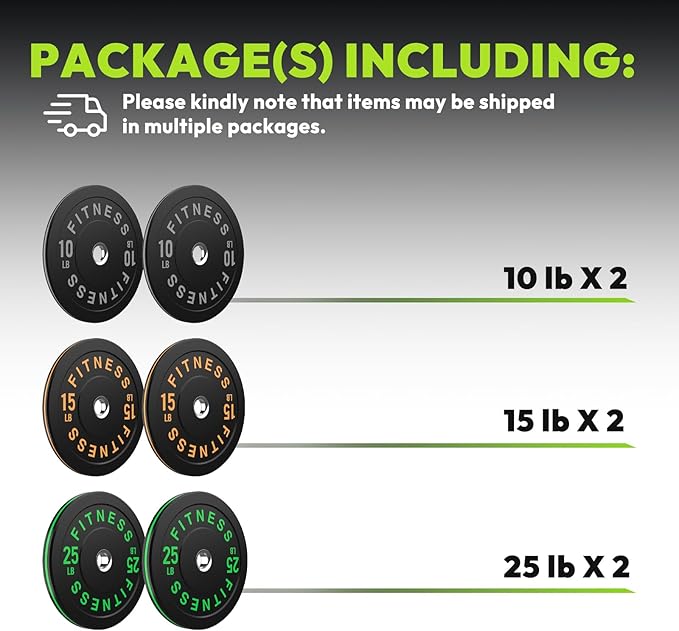 Rubber Weight Plates, Olympic Bumper Plate Set 2-Inch, 45/100 / 160/190 / 260/300 lb Barbell Weights for Home Gym, Colored Standard Strength Training Plates for Weightlifting-StrideForce Fitness