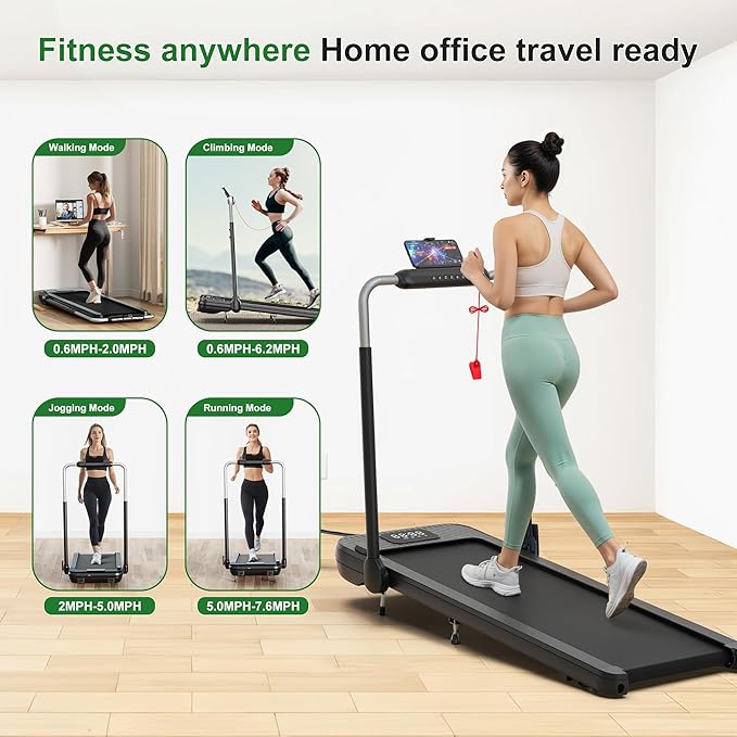 WELLFIT Walking Pad Treadmill with 10% Auto/Manual Incline for Home Office Apartment– 360 LBS Capacity, Under Desk Treadmill with Hiking Climbing Mode for Efficient Fat-Burn, Wide Running Belt-StrideForce Fitness