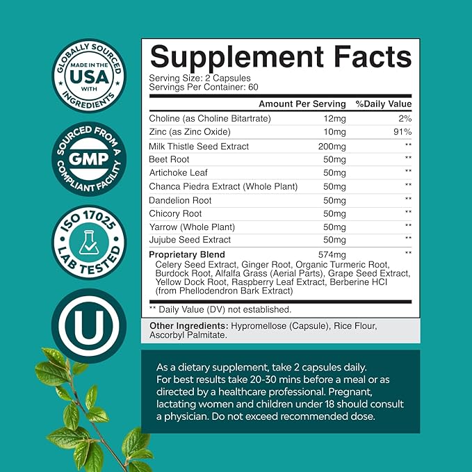 Liver Cleanse Detox & Repair 120 Capsules - Herbal Liver Support Milk Thistle Supplement - Silymarin Milk Thistle Supplements with Dandelion Root, Choline, Beetroot & Artichoke Extract-StrideForce Fitness