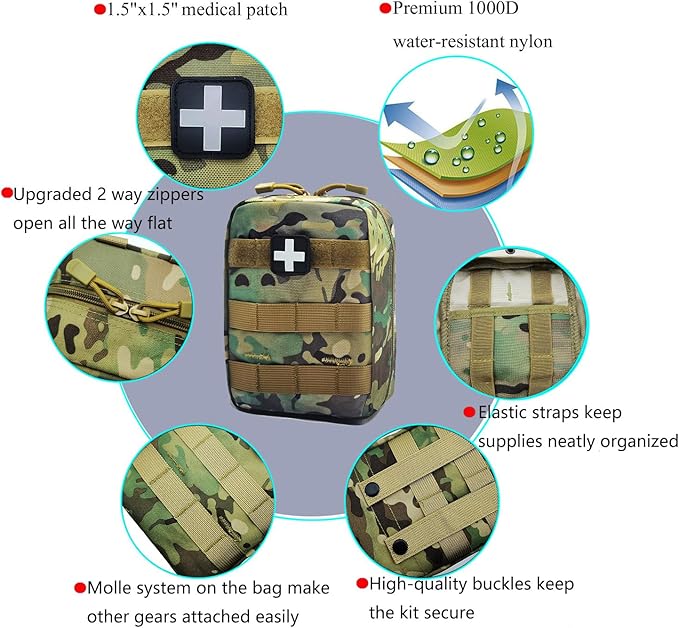 Carlebben EMT Pouch MOLLE Ifak Pouch Tactical MOLLE Medical First Aid Kit Utilit Camouflage-StrideForce Fitness