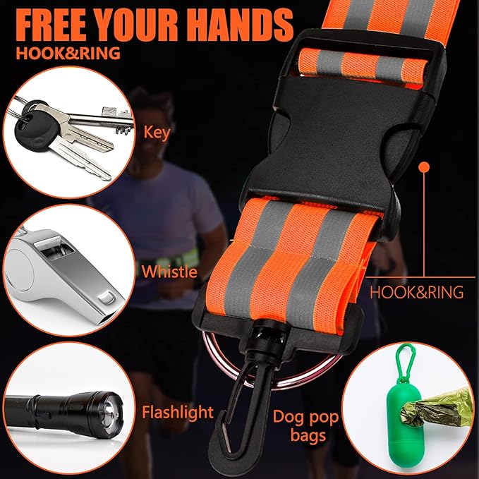 Saintrygo 6 Pcs Reflective Sash for Walking at Night Reflective Strap Arm Band High Visibility Belt Safety Ankle Strap for Visibility Vest Clothing Running Gear-StrideForce Fitness