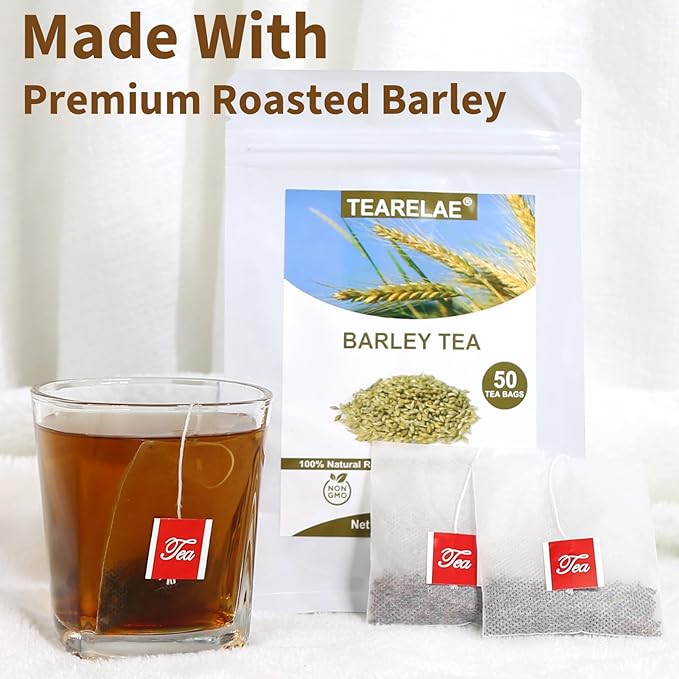 TEARELAE - Barley Bags - 4g x 50 Count - 100% Pure Natural Roated Barley Grains Herbal Tea - Mugicha - Non-GMO - Caffeine-free - Gently Sweet & Mellow-StrideForce Fitness