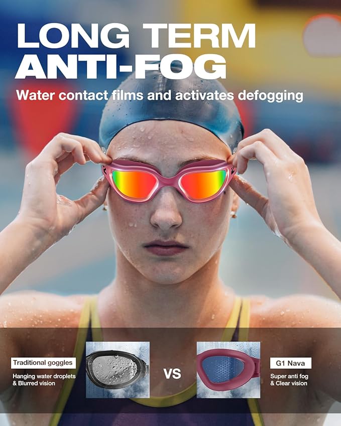 ZIONOR G1 Nava Super Anti-Fog Unisex Swim Goggles Mirror/Bright Smoke Lens-StrideForce Fitness