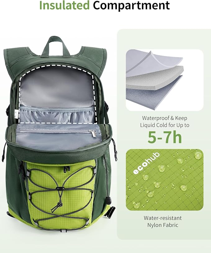 ECOHUB Hydration Backpack for Men Women, 20L Lightweight Hiking Daypack Cycling Backpack with 2L Water Bladder, Insulated Hydration Pack with Waist Pack-StrideForce Fitness