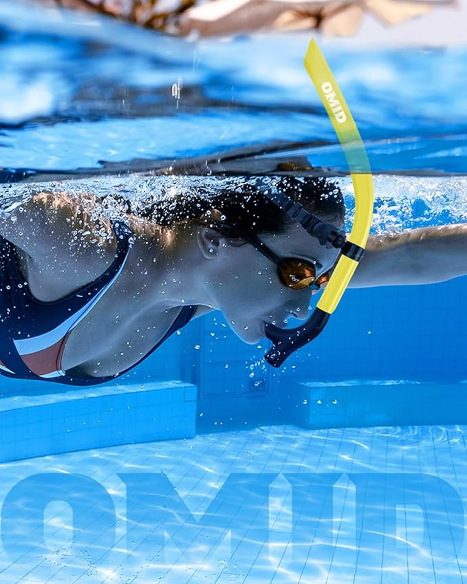 OMID SN1 Snorkel for Adult Youth, Diving Snorkel with One-Way Purge Valve, Food-Grade Silicone Mouthpiece-StrideForce Fitness