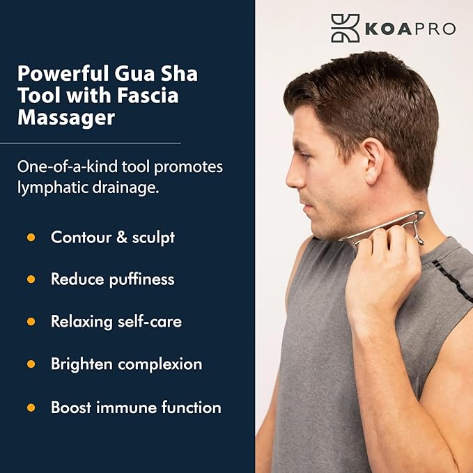 KOAPRO Facial Facia Blaster Tool for Sensitive Fascia Blasting - Face Gua Sha Tool Helps Lymphatic Drainage and Cellulite Reduction, Neck and Face Fascia Roller for Tight Skin, Deep Tissue Massager-StrideForce Fitness