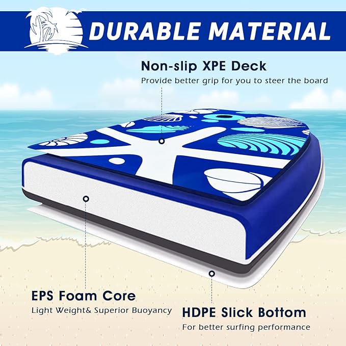 KOTEK 33/37/41 Inch Body Board with Wrist Leash, EPS Core, Dual Channel, HDPE Slick Bottom, Bodyboard for All Skill Levels & Wave Conditions-StrideForce Fitness