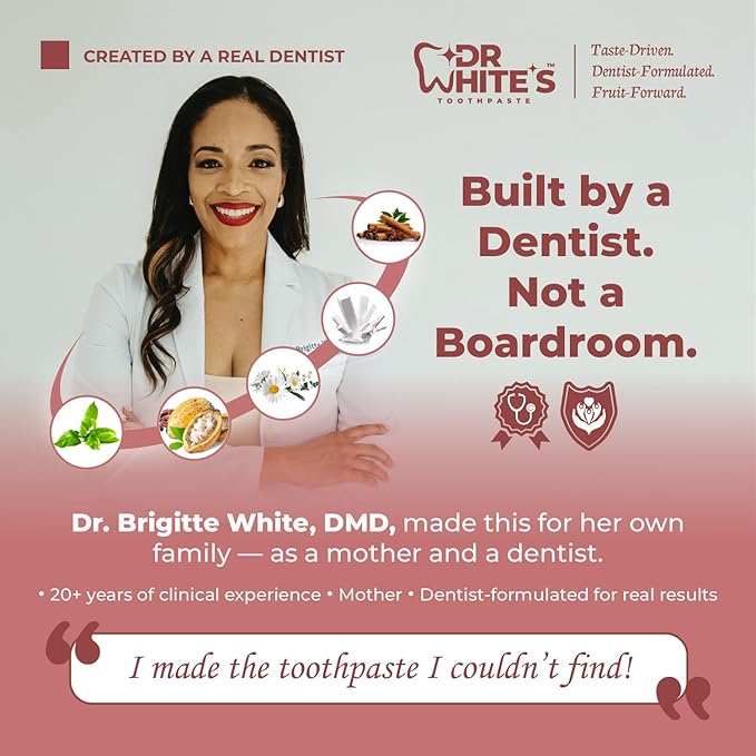 Dr. White’s Fluoride-Free nHA Toothpaste 3-Pack; Dentist-Formulated, Nano Hydroxyapatite + Xylitol, Sensitivity Relief Complex™, Mint-Free, Enamel Safe, Swallow-Safe (3.5 Oz, Cherry Bloom)