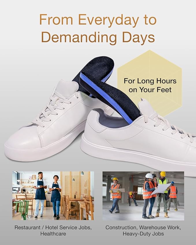 Premium Quality Gel Shoe Insoles from Japan, Shock Absorption, High Arch Support, Walking, Golf Insoles Men, Shoe Inserts Women, Shoe Insoles Women, Shoe Inserts Men, Unisex Sole Inserts, L-StrideForce Fitness