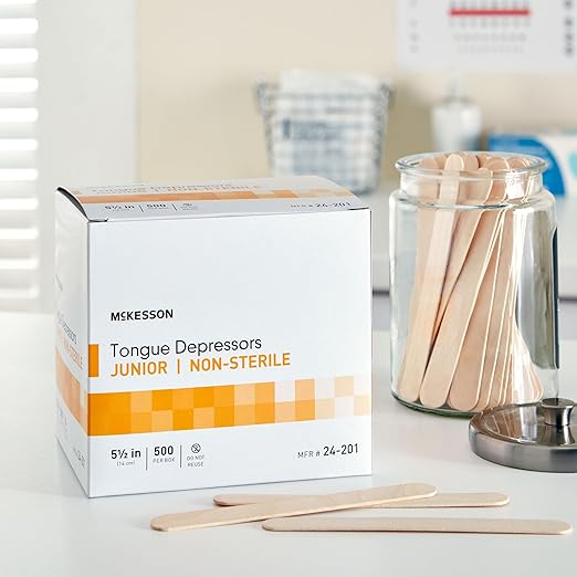 McKesson Tongue Depressors Adult Size, Non-Sterile, Wood, Unflavored, Splinter-Free (500, 5.5")