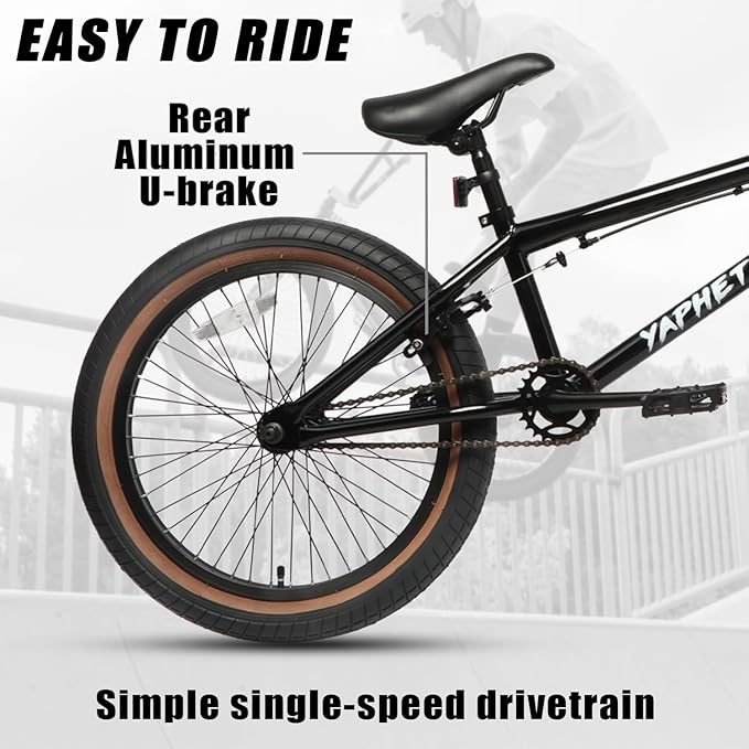 Freestyle BMX Bike, 20 Inch Yaphet Bicycle for Teen Beginner and Adult Riders, Bike with Hi-Ten Steel Frame, Multiple Colors-StrideForce Fitness