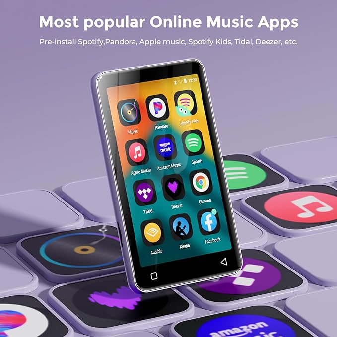 innioasis 80GB MP3 Player with Bluetooth and WiFi, MP3 Player for Kids with Spotify, Spotify Kids, Pandora, Audible, 4.0" Touch Screen Music Player with Parental Controls, Up to 1TB (White+ Purple)-StrideForce Fitness