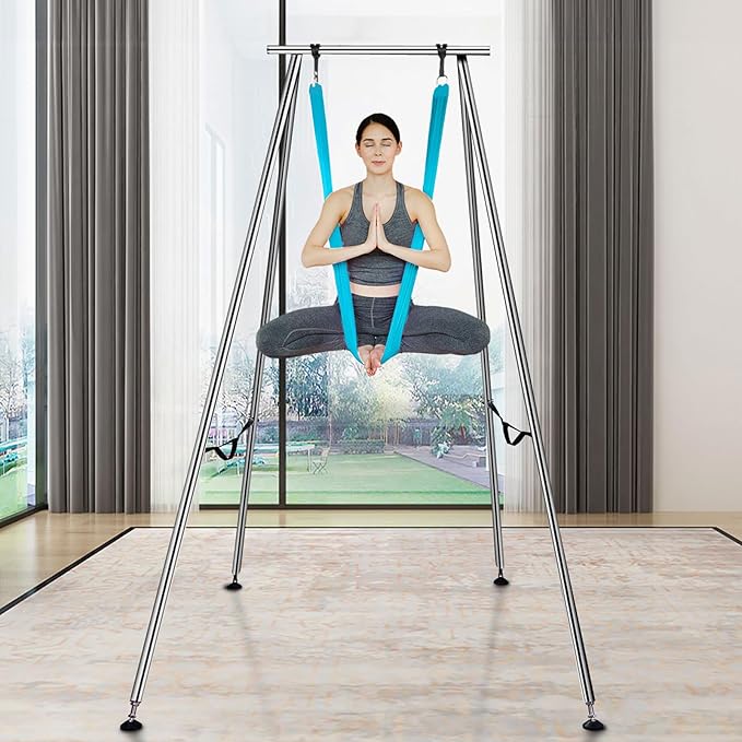 VEVOR Aerial Yoga Frame, 9.67 ft Height Swing Stand, Max 551.15 lbs Load Chrome-Plated Steel Pipe Inversion Yoga Rig for Indoor Outdoor Use-StrideForce Fitness