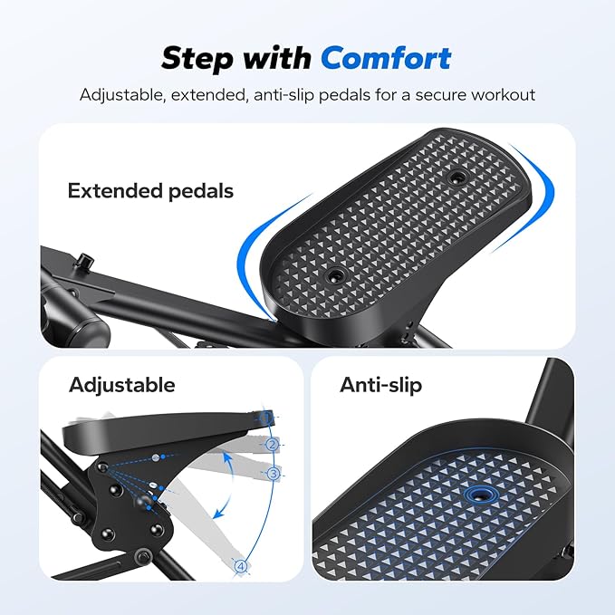 MERACH Stair Stepper for Home Gym Exercise, New Version Stairmaster for Full-Body Workout, Compact Folding Stair Climber with Extended Step Range, Adjustable Handlebar/Pedal-StrideForce Fitness