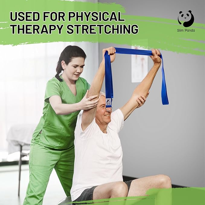 Slim Panda Yoga Strap for Stretching,Cotton Yoga Strap with Adjustable D-Ring Buckle,Non-Elastic Yoga Belt for Pilates,Gym Workouts,Physical Therapy,Improve Flexibility-StrideForce Fitness