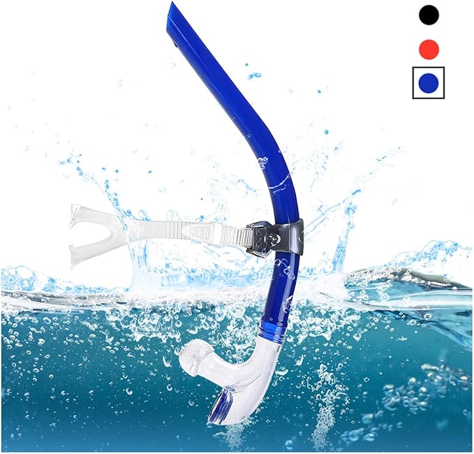 Panzexin Swim Snorkel, One-Way Purge Valve Swimmers Snorkel for Lap Swimming Training Snorkeling, Front Mounted Training Gear with Comfortable Silicone Mouthpiece-StrideForce Fitness