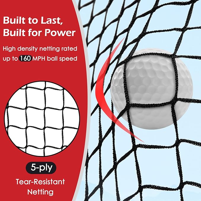 Golf Net, 10x7ft Heavy Duty Golf Practice Nets with Mat, Target Cloth, 8 Tees, 6 Balls, Carry Bag for Backyard Driving Chipping Indoor Outdoor Training-StrideForce Fitness