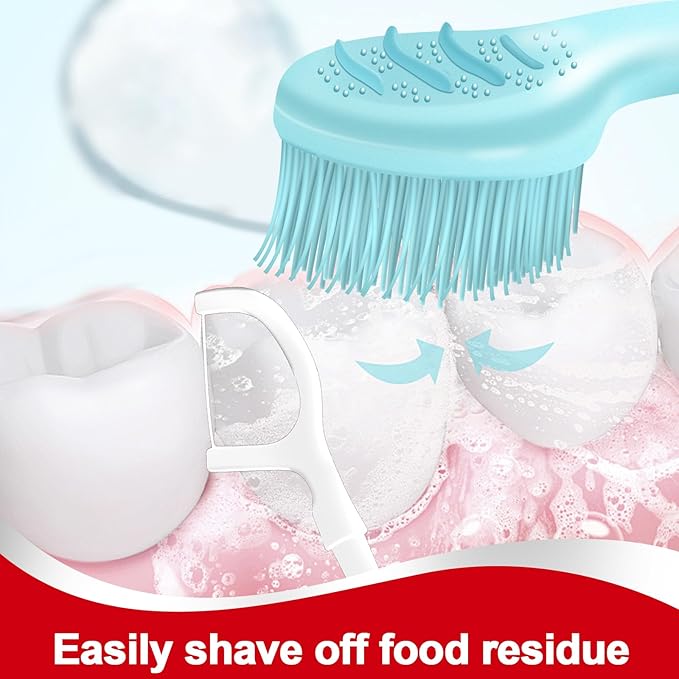 28 Packs Mini Brushes-Disposable Toothbrushes with Toothpaste + Floss + Pick + Tongue Scraper Travel Size Individually Wrapped Business Trip Work or Travel (Mix Flover)