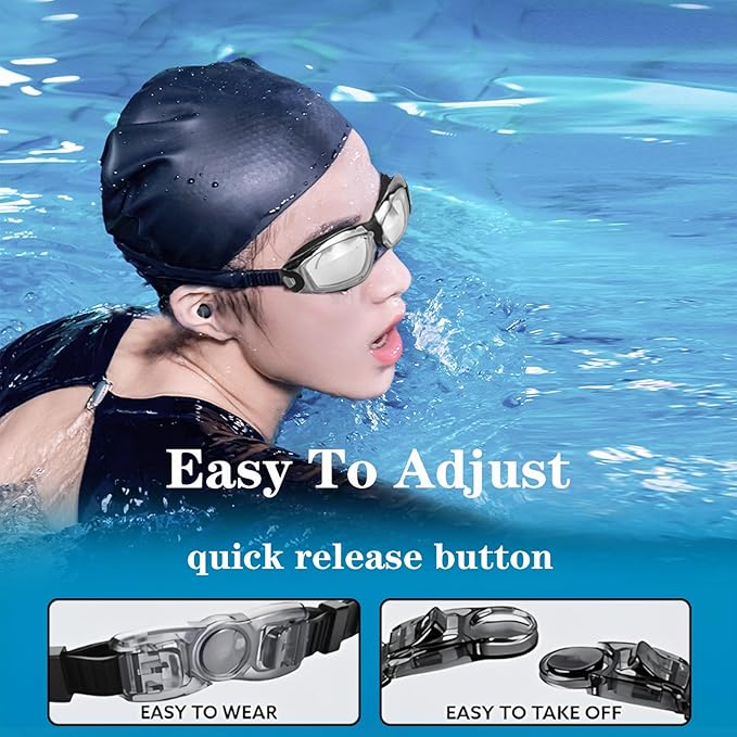 Swim Goggles Swimming Goggles No Leaking with Nose Clip, Earplugs, Swim Cap and Case for Men Women-StrideForce Fitness