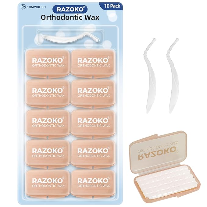 RAZOKO Orthodontic Wax for Braces Aligners Dental Wax Food Grade Orthodontic Wax Strips Precut Wax Dots