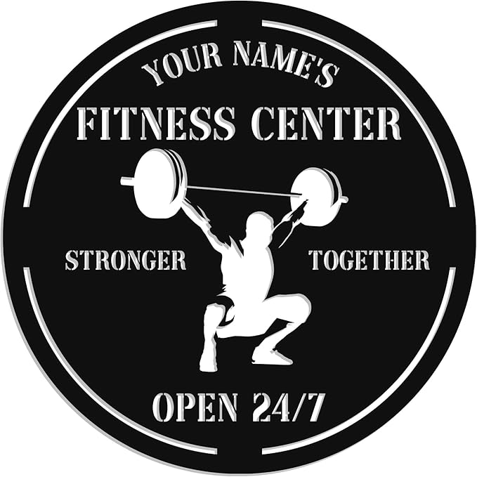 Personalized Home Gym LED Tin Metal Sign Multiple Sizes, Gym Sign Wall Decor, Exercise Workout Room Decor Fitness Center, Motivational Inspirational Hanging Wall Art Wall Plaque (04 w/o lights)-StrideForce Fitness