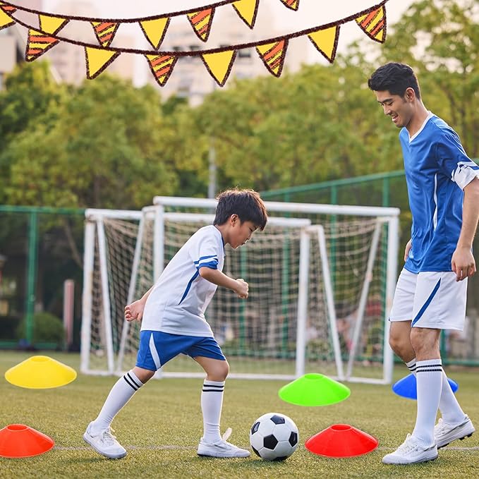60/30 Pack Soccer Training Cones - Agility Cones with Carry Bag, Sturdy Disc Cones for Sports Training, Soccer, Football, Basketball, Indoor Outdoor Sports, Festive Events, Field Cone Markers-StrideForce Fitness