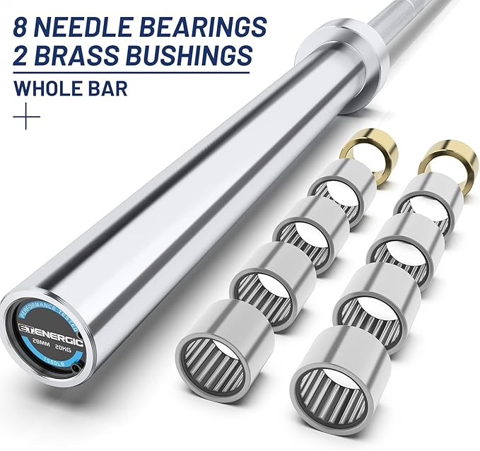 7ft Olympic Barbell Bar 45LB Load 1500lbs Capacity Available, for Gym Home Exercises, Weightlifting, Powerlifting for 2" Olympic Plates-StrideForce Fitness